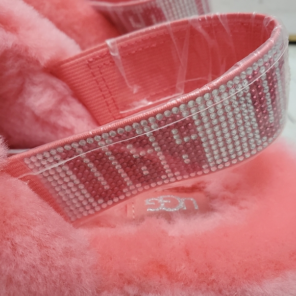 UGG Pink Fluff Yeah Bling Slides Barbie Bubblegum Fur 8 NWT - Picture 9 of 12